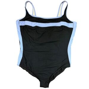 Miraclesuit Women's Black Blue Trim One Piece Swimsuit Plus Size 22W Beach Retro